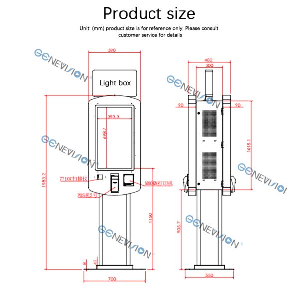 32inch Dual-Sided Capacitive Touch Nvidia Chipset Payment Ordering Kiosk with LED Light Box