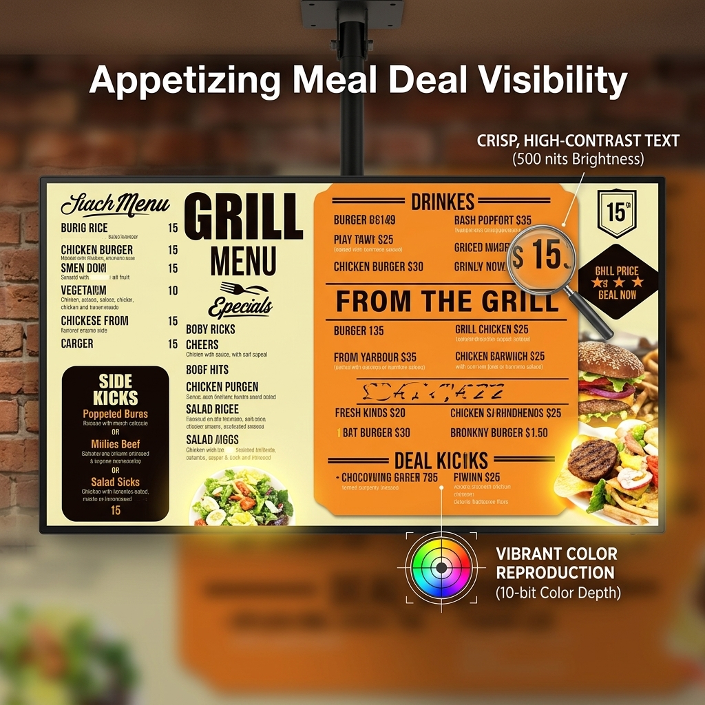 55 Inch Android Digital Menu Board with Multi Zone Split Screen and Remote Batch Control for Restaurants