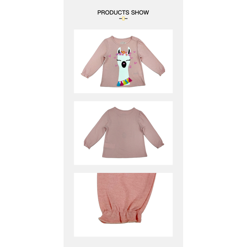 Jersey Fabric Type Girls Tshirt Kids Crewneck Button Child Pullover for Infant Toddlers