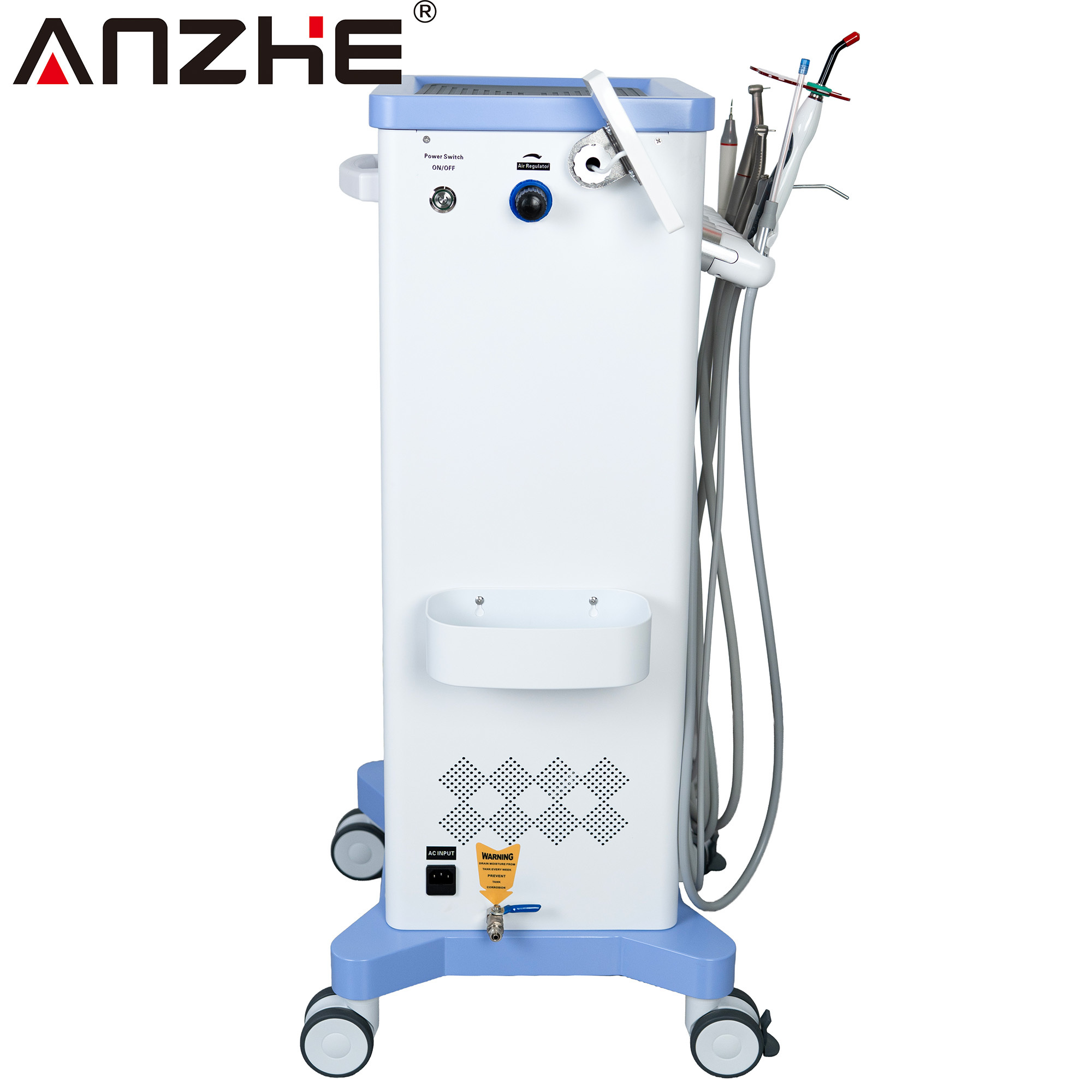 Portable Mobile Dental Unit with Built In Air Compressor Woodpecker Ultrasonic Scaler LED Curing Light High Speed and Low Speed Handpieces for Dental Clinics