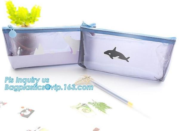 customize printed pvc vinyl frosted polybag with black color slider zipper k closure, Pouch with black slider zipp