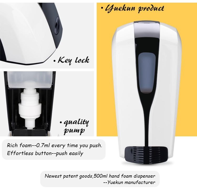 factory direct sale 500ml hotel manual shampoo dispenser/ABS plastic hand liquid soap dispenser YK2560
