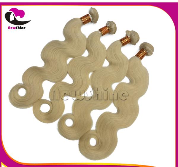 Original 100%  Brazilian Human Hair Wefts Premium Blonde 613#  Virgin Hair Body Wave Lace Closure To Match