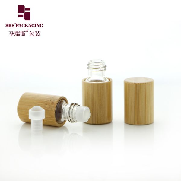 BG-2ML Real Natural Bamboo Roll On Bottle Inner Glass Bottle For Aroma Perfume Oil Glass Roller Ball Applicator