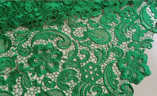 100% Polyester Water Soluble Embroidery   Fabric Green Color