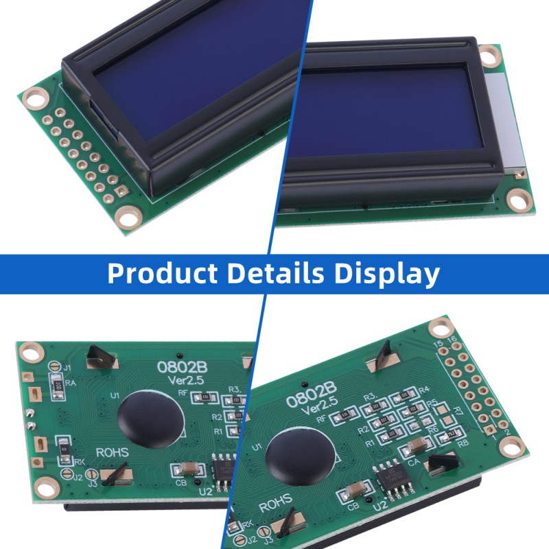 Russian Blue Film 0802B 3.3V Character Dot Matrix Screen 8*2-Character LCD Screen COB LCD Module