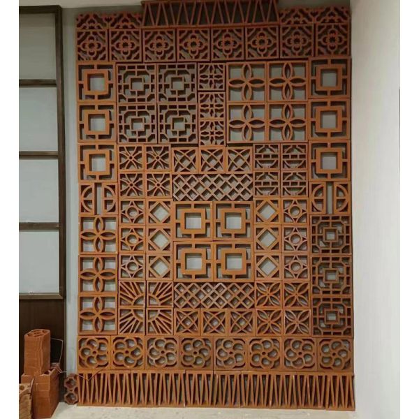 Perforated Interior Red Brick Terracotta 200*200mm Hollow Breeze Block For Ceiling And Walls