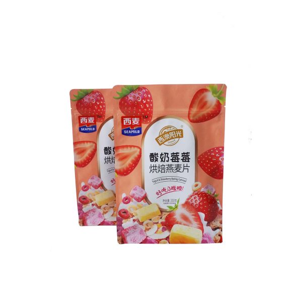 Fermeture à glissière à fond plat sac haut pour fruits surgelés et le yogourt cuisson de farine d'avoine