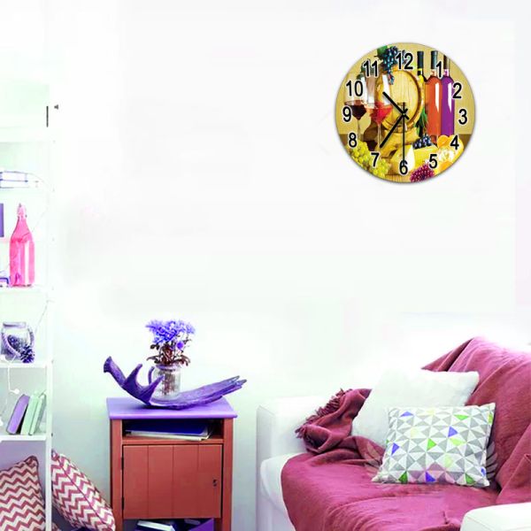 Home Wall Decoration Glass Wall Clock with Scenic Landscape Design and Oil Painting