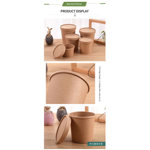 Customized Disposable Lunch Bowl Takeaway Paper Boxes for Fast Food Salad Fried Rice