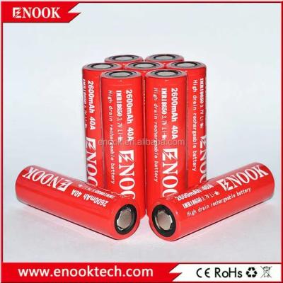 Enook alta taxa de descarga 18650 bateria recarregável 2600mah 20A célula de bateria 3.7V