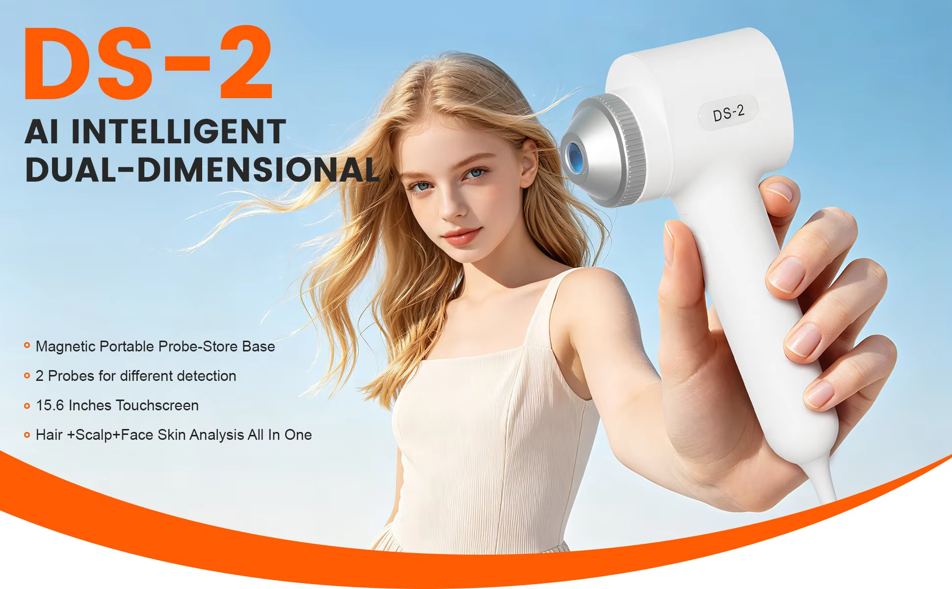 15.6 Inches Touchscreen 2 Probes 5 Languages Scalp and Face Skin Analysis machine