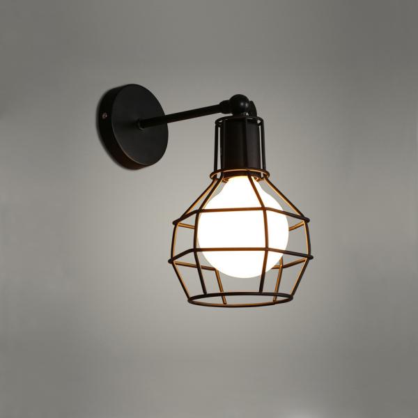 Vintage Industrial Metal Cage Led Adjustable Wall Lamp, Steel Wire Iron Wall Sconce Retro Light Edison Light Fixtures