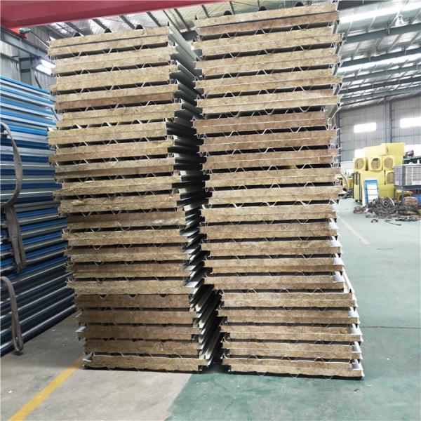 960mm rock wool sandwich panels roof sheet with waterproof cap for prefab buildings
