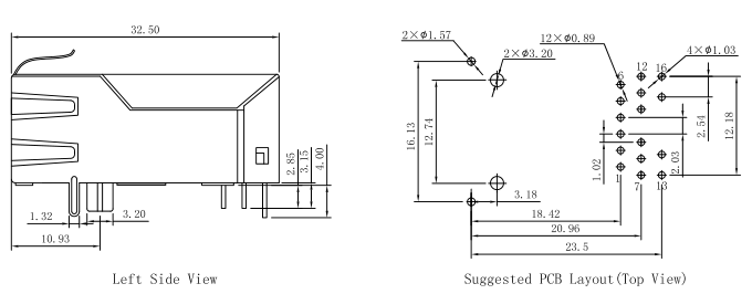 LPJK0036AWNL Right Angle Rj45 Modular Jack Replace Low Profile 0826-1G1T-43-F