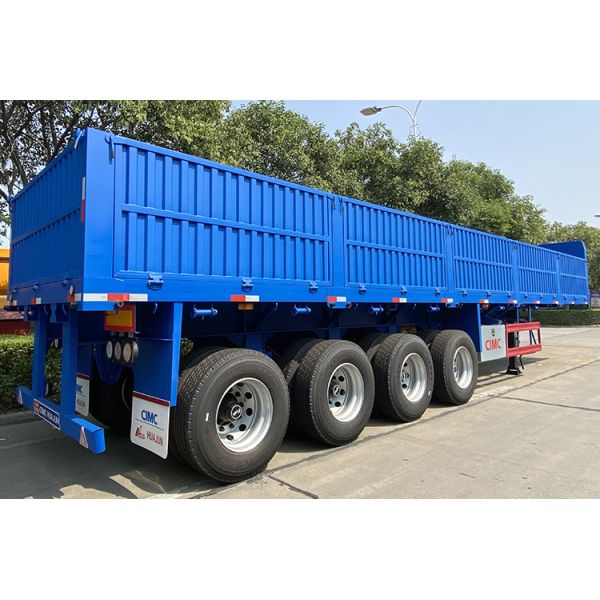 Hot 4 Axles Flatbed Semi Trailer with 1000mm Sidewall Max Payload of 60T 12.00R20 Tire
