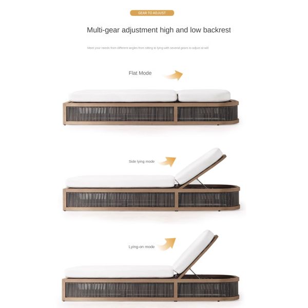 Outdoor Garden Pool Lazy Patio Leisure Chair PE Twisted Vine Lounge Bed for Sleeping