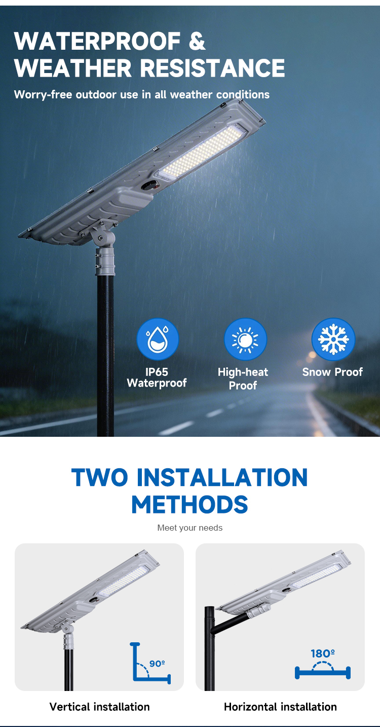 IP65 180lm/W All in One Solar Street Light 200W 300W 400W for Village Roads