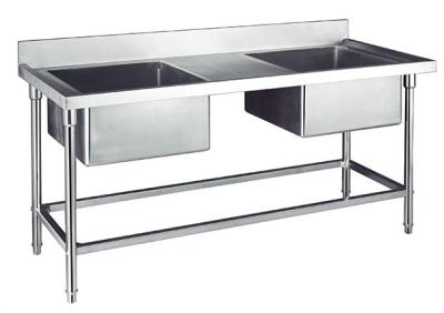 Double Sink for Kitchen Washing Stainless Steel Catering Equipment 1200*700*800+150mm
