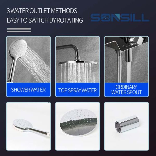 Chrome Copper Bathroom Round Head Shower Set And Rain Shower Mixer Set