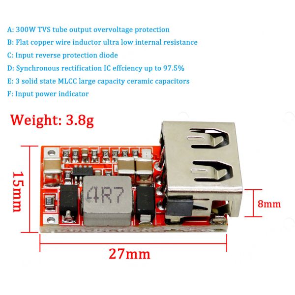 DC Buck Step Down Converter 12v 5v Power Module 12V/24V to 5V 3A CAR USB Charger Module 6-24V DC Step Down Power Module