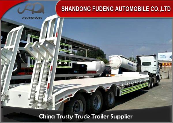 30 Ton - 60 Ton -100 Tons Customized Lowboy Semi Trailers / Drop Bed Low Loader Trailer