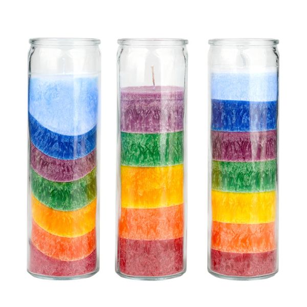 Glass Jar Scented Rainbow 7 Day Prayer Chakra Candles