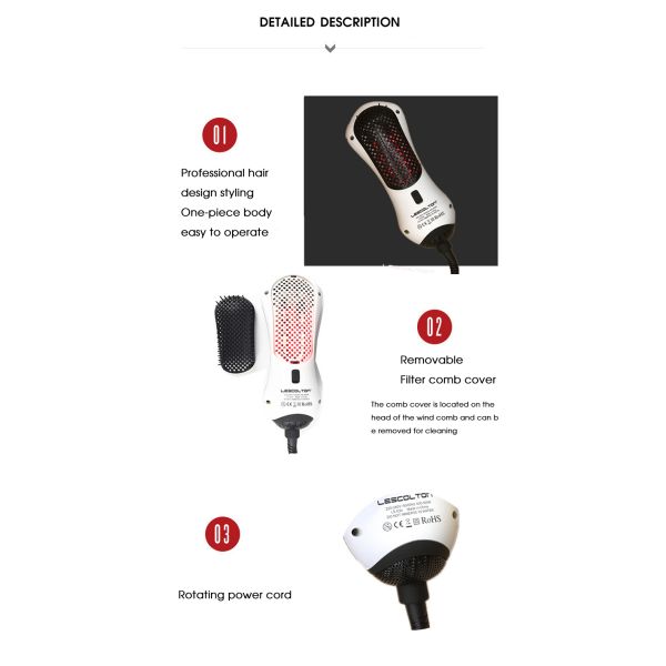 Multi Function Home Beauty Machine Far Infrared Hair Dryer Brush 100-240v