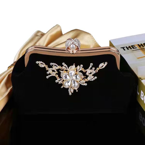 Blue Suede Evening Clutch Handbag Inlaid Crystal Diamond 23cm×12cm×10cm