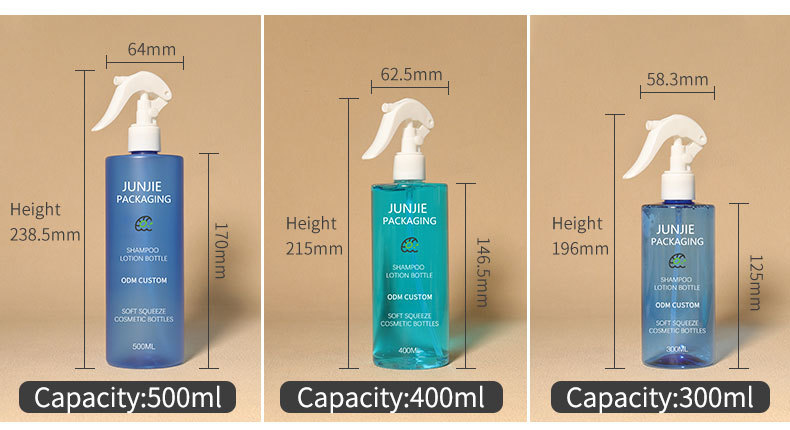 Wholesale Custom Recycled PET Plastic Spray Bottles Pump Sprayer Cap 300ml 500ml Capacity Fine Mist Screen Printing