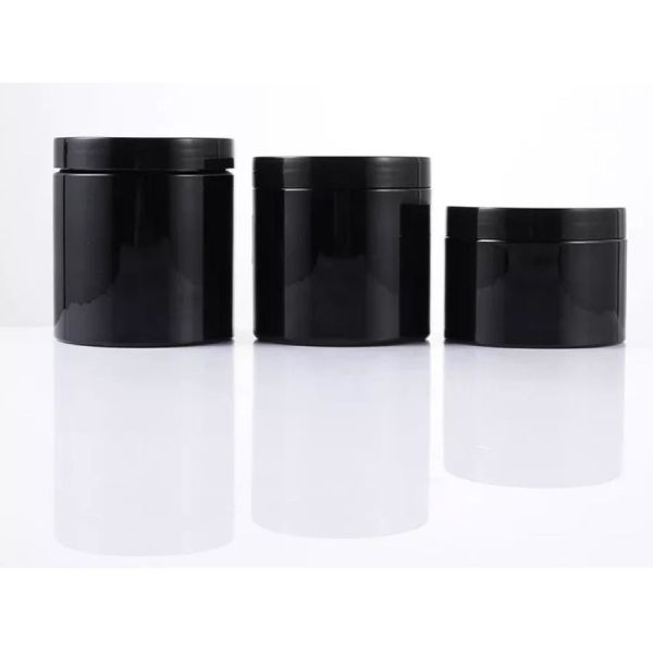 Empty PET Plastic 120ml Cosmetic Jar Black For Cream Packaging