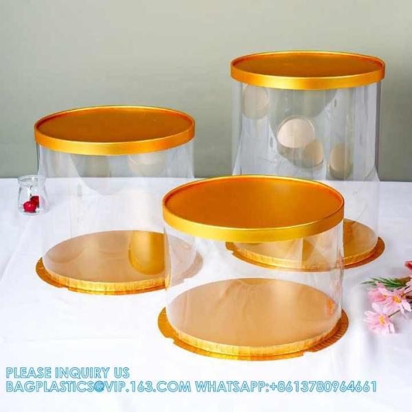 Tall Clear Cake Boxes With Ribbon - Gold Round Clear Cake Box For Birthday Cake | Wedding Cake Transparent Cake Box