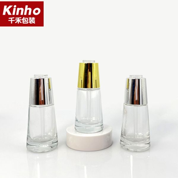Rose Gold Essential Oil Dropper Cap Subuliform Conical Flask Serum Glass Bottle 20mm Cosmetic Plastic ABS UV Coating