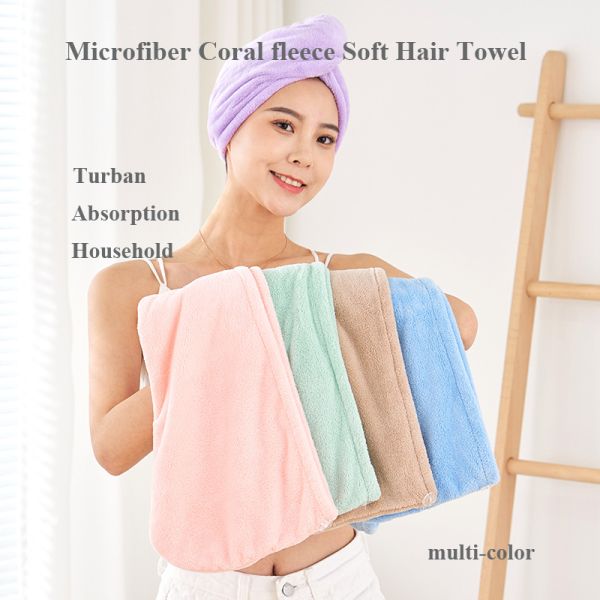 Diseños de impresión personalizados Envase de toalla con turbante de microfibra elástica para secado de cabello con ducha