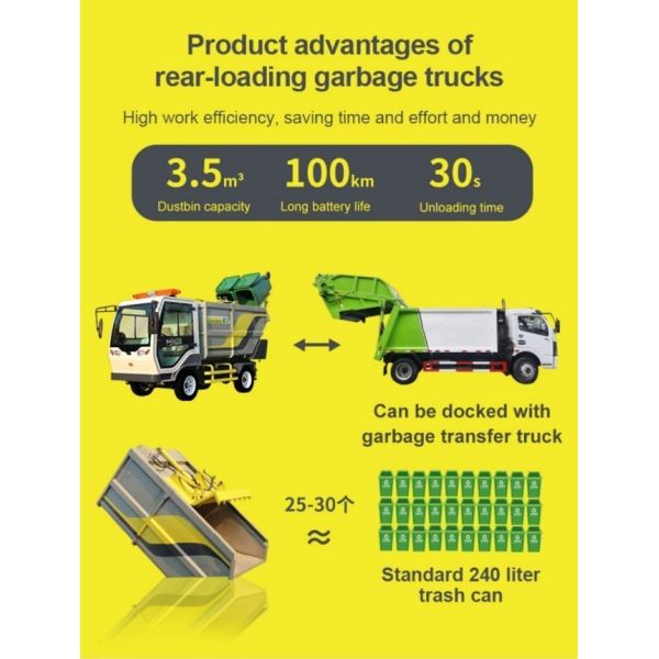 3.5CBM Organic Pure Electric Swill Kitchen Food Garbage Waste Collection Vehicle Truck