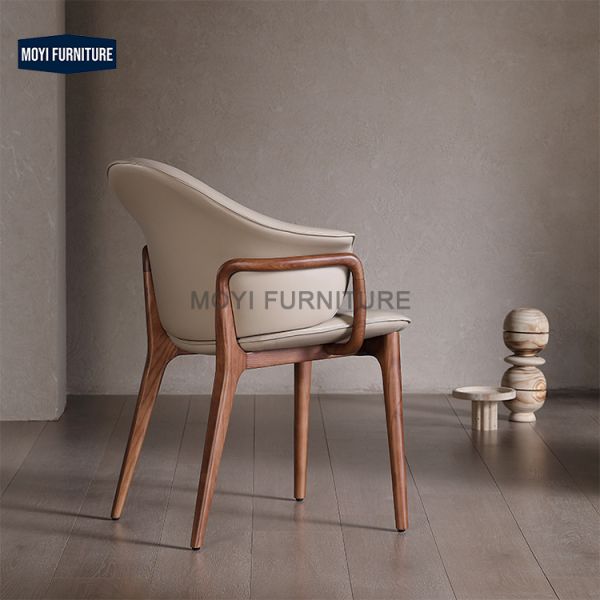 Dining Room Set Solid Wood Chair Leather Upholstery Balcony Hotel Restaurant Dining Chair Simple Retro Wooden Cafe Chair Designer