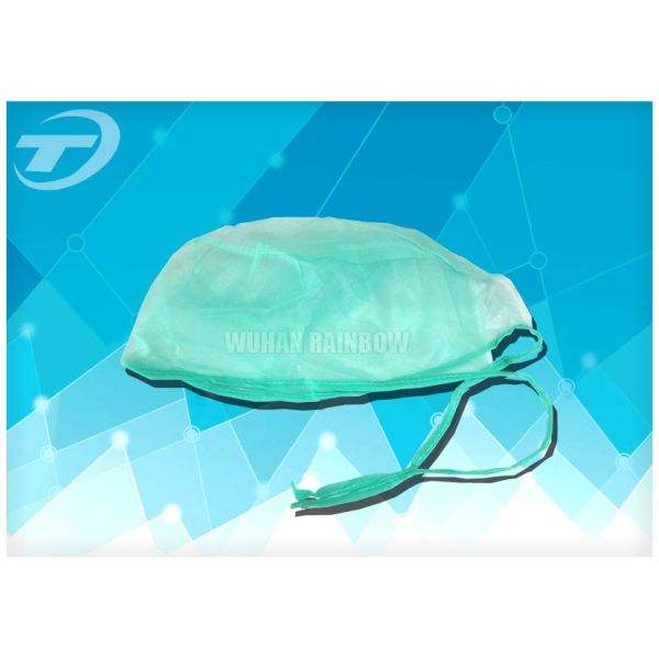 Blue Disposable Surgical Caps PP SMS For Doctor With Ties At Back 61*14cm