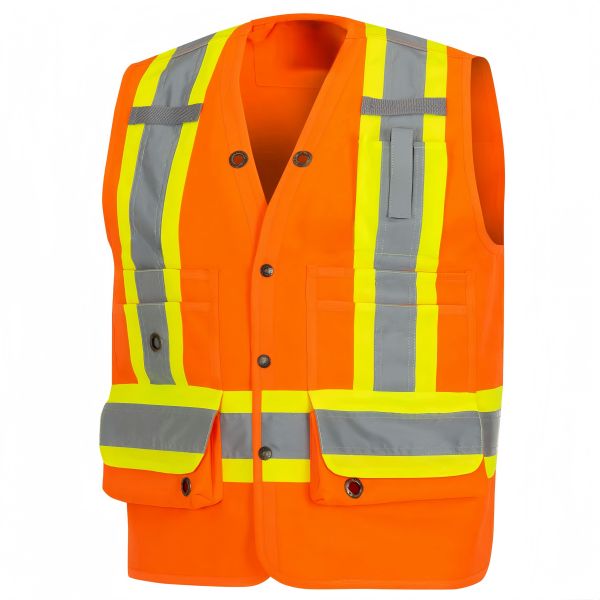 Lightweight High Visibility Orange Reflective Safety Vests With Mesh