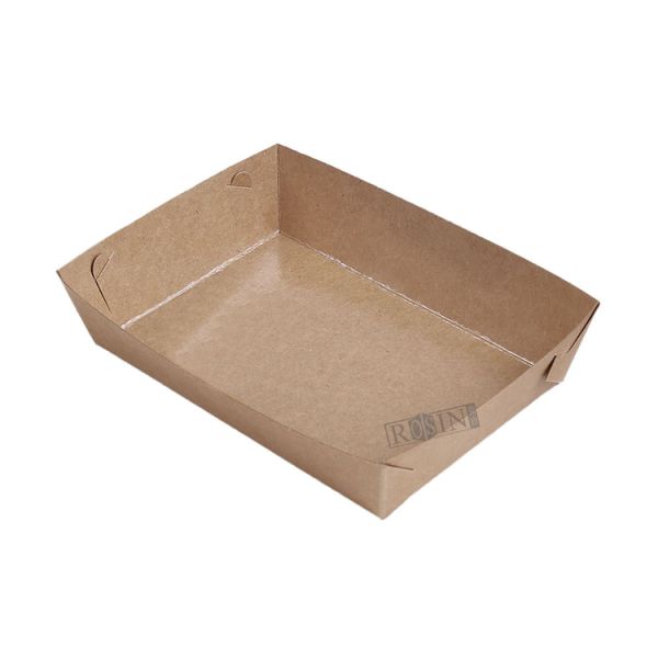300ml to 1800ml Foldable Takeaway Containers Kraft Paper Disposable Food Tray for Fast Food