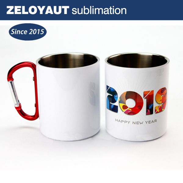 Direct Factory Sale Stainless Steel Sublimation Mug with Gradient Design Red Handle for Promotional & Business Gifts