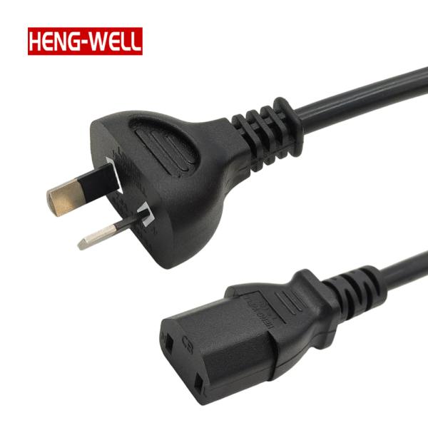 Long-Lasting AU Power Cord with SAA Plug 7.5A Current Rating 250V Rated Voltage Heng-Well  Australia 2 Pin Power Plug  Extension Cable  Australia SAA Power Cord Power Cables