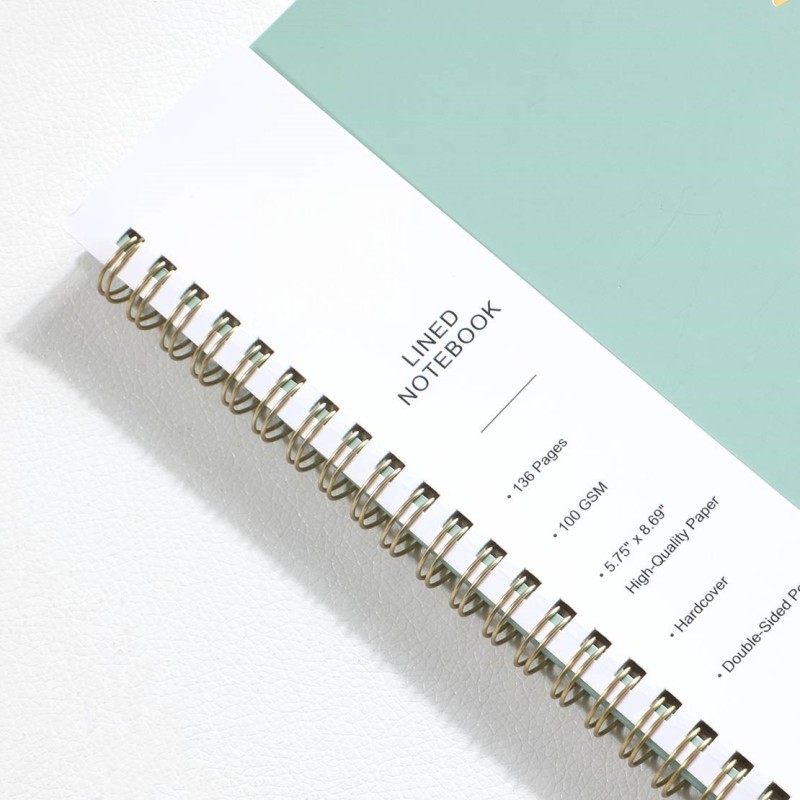 A5 Macaron Color Spiral Notebook Stationary Gold Foil Hardcover Lined Journal