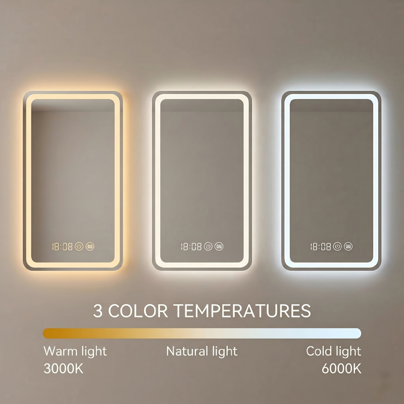 Kingstin Modern Minimalist Frameless Smart LED Bathroom Mirror | Custom Bluetooth, Anti-Fog & Display