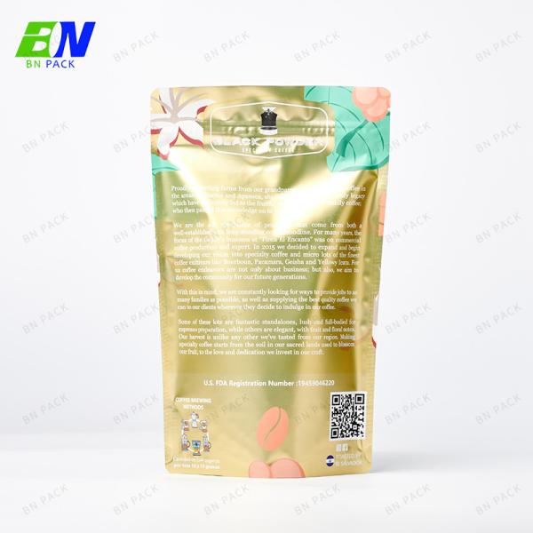 Bn Coffee Packaging Bag  PET PE Stand Up Pouch With Zipper