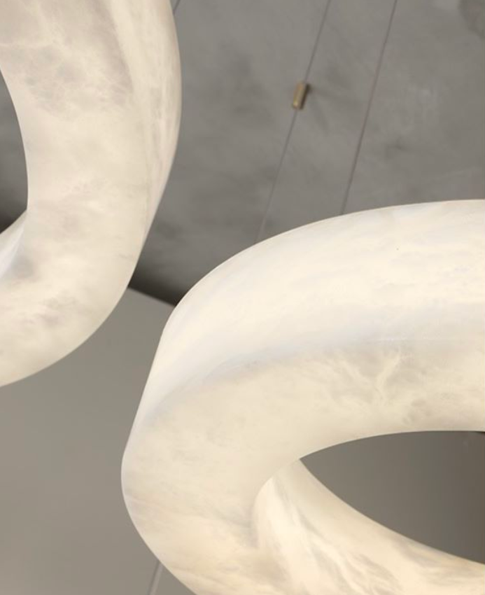 Скандинавский современный кольцо испанский алабастр камень латунь подвесная лампа люстра для гостиной