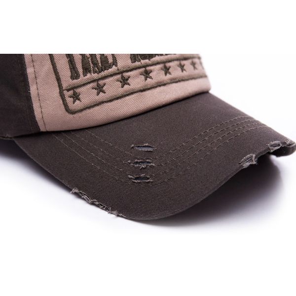 6 Panel Vintage Distressed Baseball Caps Embroidered 58cm 100% Cotton