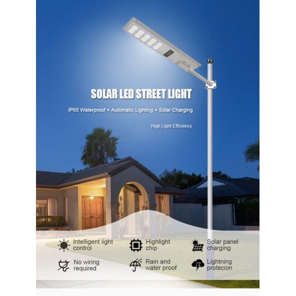 Outdoor Waterproof Smart Solar Street Light 180lm/W with Auto Dimming All-in-One
