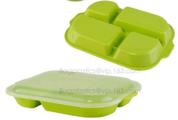 5 Compartment Lunch Box Disposable Plastic Food Container, biodegradable Fast Food Tray, disposable safety meat tray