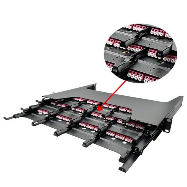 1U Rack Mount 144 Cores Fiber Optic Patch Panel MPO MTP LC