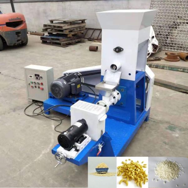 50 kg/h en acier au carbone Produits aquatiques de petite taille Extrudeuse à vis pour aliments pour animaux de compagnie Production d'aliments gonflés Fabrication d'aliments pour animaux